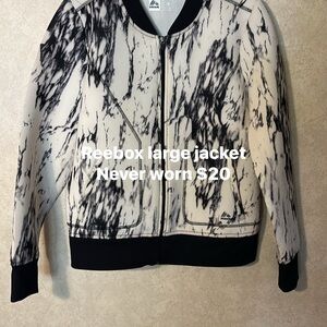 Reebok Women's Marble Black and White Bomber Jacket